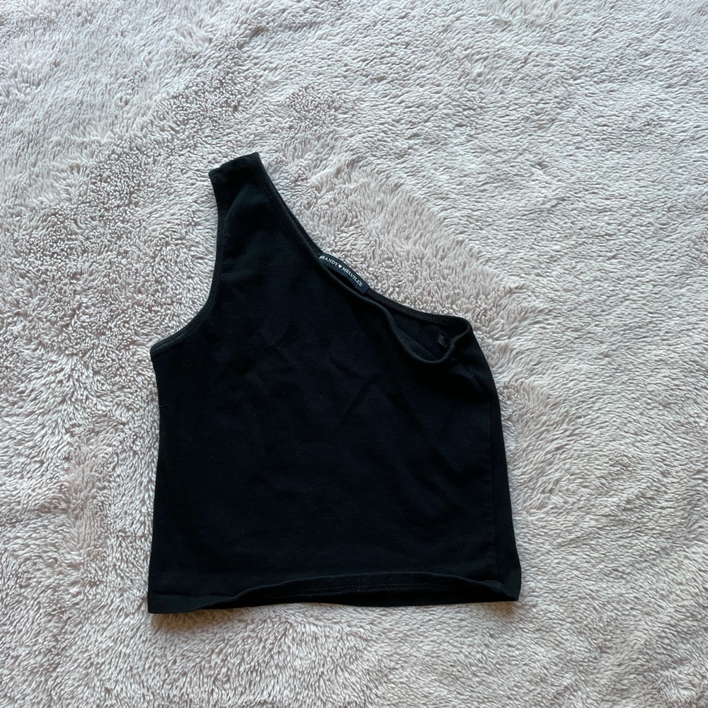 Brandy Melville black one shoulder crop top